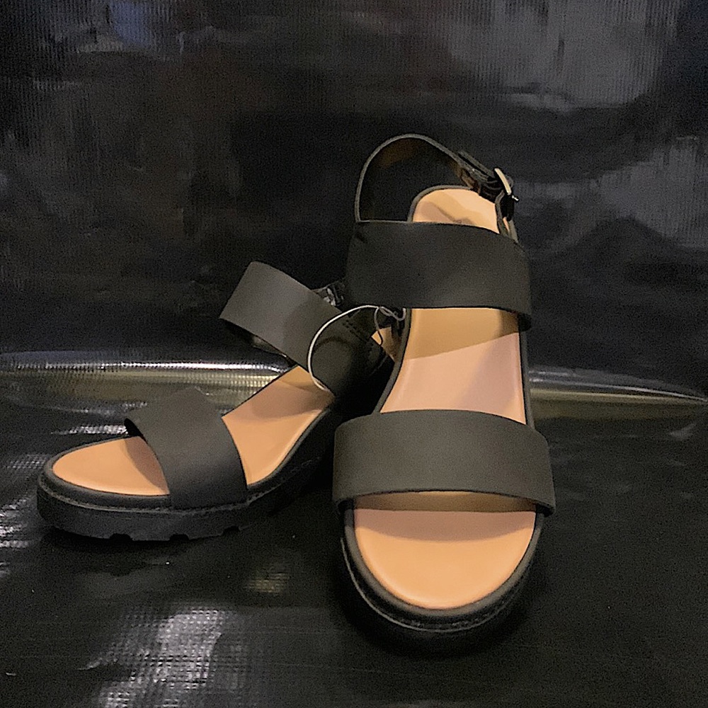 Universal Thread Women's Amara Sling Strap Wedge Black Size 8